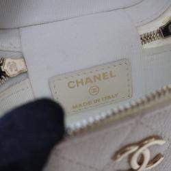 Chanel White Caviar Mini Vanity Case With Chain