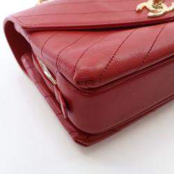 Chanel Red Calfskin Coco Chevron Envelope Small Flap Bag