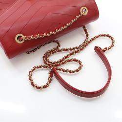 Chanel Red Calfskin Coco Chevron Envelope Small Flap Bag