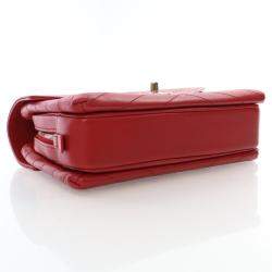 Chanel Red Calfskin Coco Chevron Envelope Small Flap Bag
