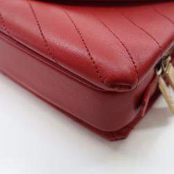 Chanel Red Calfskin Coco Chevron Envelope Small Flap Bag