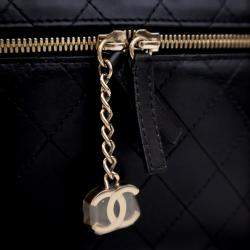 Chanel Black Lambskin Knock On Wood Large  Vanity Case
