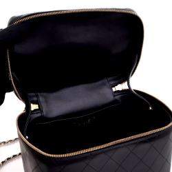 Chanel Black Lambskin Knock On Wood Large  Vanity Case