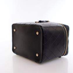Chanel Black Lambskin Knock On Wood Large  Vanity Case
