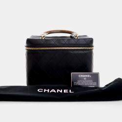 Chanel Black Lambskin Knock On Wood Large  Vanity Case