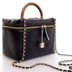 Chanel Black Lambskin Knock On Wood Large  Vanity Case
