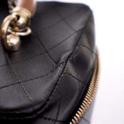 Chanel Black Lambskin Knock On Wood Large  Vanity Case