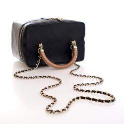 Chanel Black Lambskin Knock On Wood Large  Vanity Case