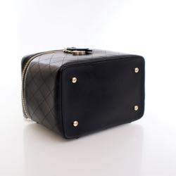 Chanel Black Lambskin Knock On Wood Large  Vanity Case