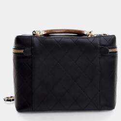 Chanel Black Lambskin Knock On Wood Large  Vanity Case