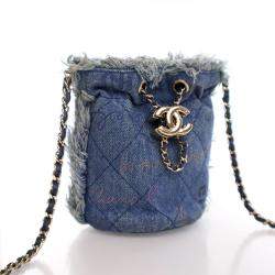 Chanel Blue Denim Mood Mini Bucket With Chain