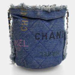 Chanel Blue Denim Mood Mini Bucket With Chain