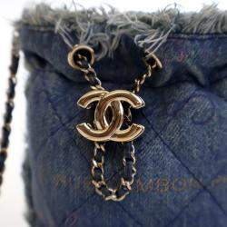 Chanel Blue Denim Mood Mini Bucket With Chain
