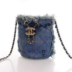 Chanel Blue Denim Mood Mini Bucket With Chain