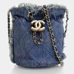 Chanel Blue Denim Mood Mini Bucket With Chain