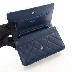 Chanel Navy Blue Caviar Wallet On Chain (WOC)