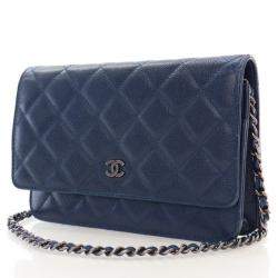 Chanel Navy Blue Caviar Wallet On Chain (WOC)