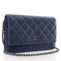 Chanel Navy Blue Caviar Wallet On Chain (WOC)