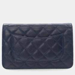 Chanel Navy Blue Caviar Wallet On Chain (WOC)