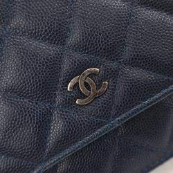 Chanel Navy Blue Caviar Wallet On Chain (WOC)