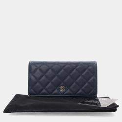 Chanel Navy Blue Caviar Wallet On Chain (WOC)
