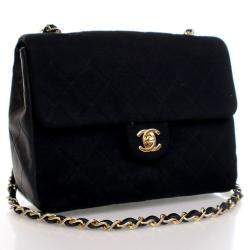 Chanel Black Calfskin Square Vintage Single Flap Bag