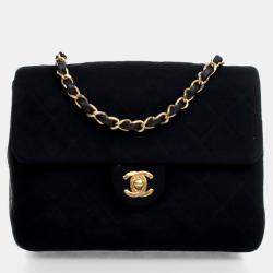 Chanel Black Calfskin Square Vintage Single Flap Bag
