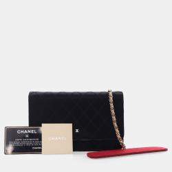 Chanel Bicolor Satin Diamond Stitch Wallet On Chain (WOC)