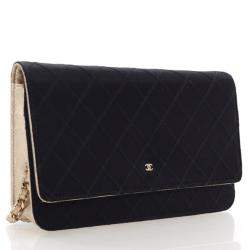 Chanel Bicolor Satin Diamond Stitch Wallet On Chain (WOC)