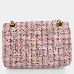 Pre Owned Chanel Pink Tweed Reissue 2.55 Flap Bag 224
