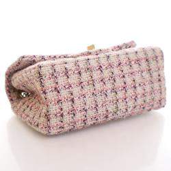 Pre Owned Chanel Pink Tweed Reissue 2.55 Flap Bag 224