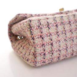 Pre Owned Chanel Pink Tweed Reissue 2.55 Flap Bag 224