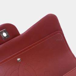 Pre Owned Chanel Red Classic Jumbo Double Flap Bag