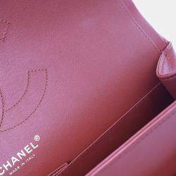 Pre Owned Chanel Red Classic Jumbo Double Flap Bag