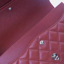 Pre Owned Chanel Red Classic Jumbo Double Flap Bag