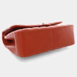 Pre Owned Chanel Red Classic Jumbo Double Flap Bag