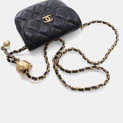 Chanel Black Lambskin Pearl Crush Mini Waist Bag