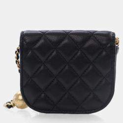 Chanel Black Lambskin Pearl Crush Mini Waist Bag