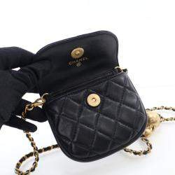 Chanel Black Lambskin Pearl Crush Mini Waist Bag