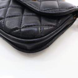 Chanel Black Lambskin Pearl Crush Mini Waist Bag
