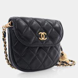 Chanel Black Lambskin Pearl Crush Mini Waist Bag