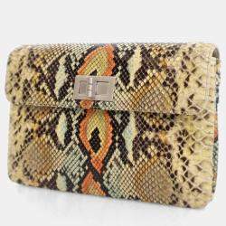 Pre Owned Chanel Multicolor Python Reissue Vintage Clutch