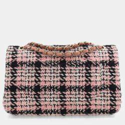 Chanel Pink Tweed Classic Medium Double Flap Bag