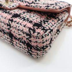 Chanel Pink Tweed Classic Medium Double Flap Bag