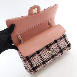Chanel Pink Tweed Classic Medium Double Flap Bag