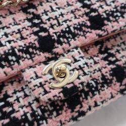 Chanel Pink Tweed Classic Medium Double Flap Bag
