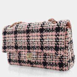 Chanel Pink Tweed Classic Medium Double Flap Bag