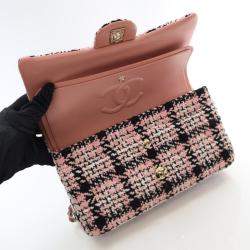 Chanel Pink Tweed Classic Medium Double Flap Bag