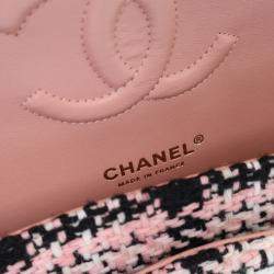 Chanel Pink Tweed Classic Medium Double Flap Bag