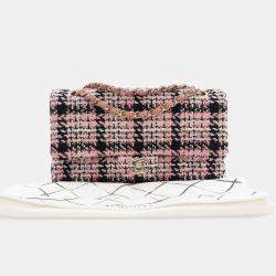 Chanel Pink Tweed Classic Medium Double Flap Bag